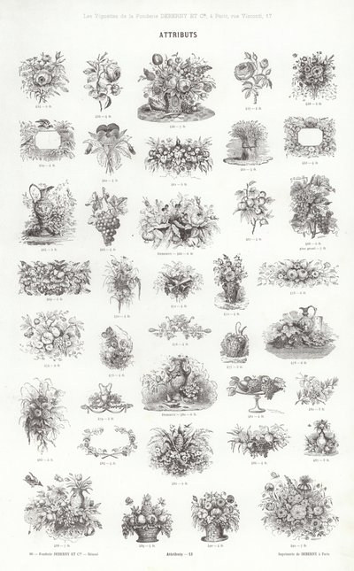 Seite aus Vignettes Typographiques (Gravur) von French School
