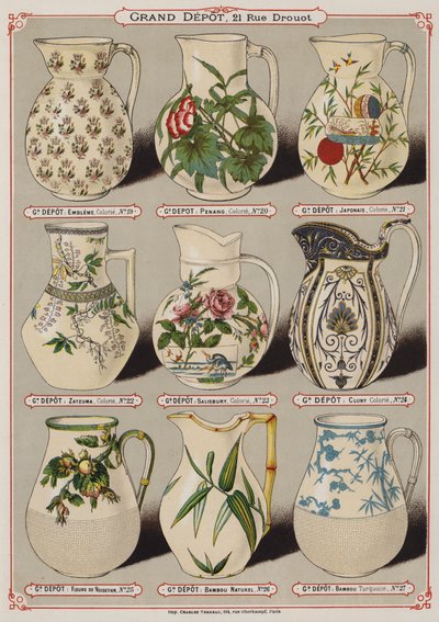 Seite aus dem Katalog des Grand Depot de Porcelaines, Faiences et Verreries von French School