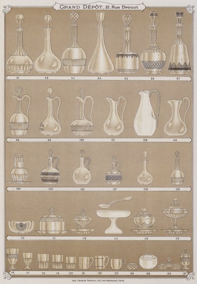 Seite aus dem Katalog des Grand Depot de Porcelaines, Faiences et Verreries von French School