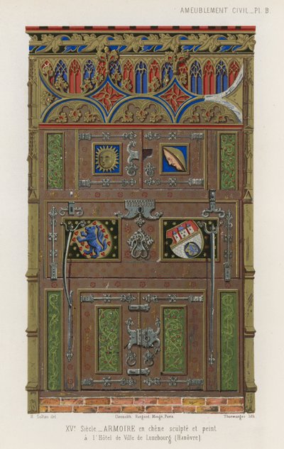 Bemalter Eichenschrank im Rathaus von Lüneburg von French School