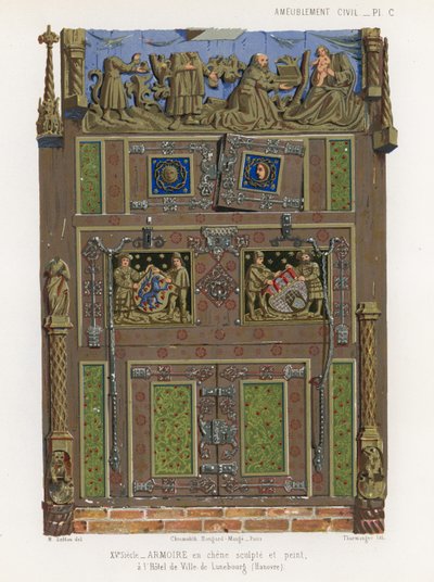 Bemalter Eichenschrank im Rathaus von Lüneburg von French School