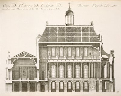Palais du Louvre: die königliche Kapelle, Querschnitt, ca. 1720er Jahre von French School