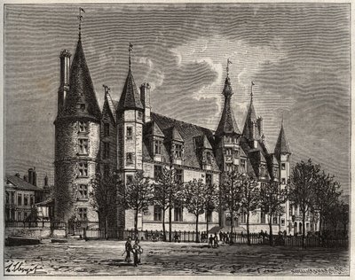 Palais ducal de Nevers - Schloss aus dem 15. - 16. Jahrhundert - Gravur in „La France illustrée: Geographie, Geschichte, statistische Verwaltung“ von V.-A. Malt-Brown. 1884 von French School