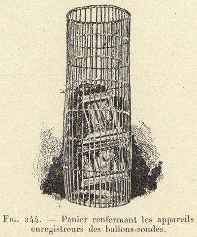 Korb mit den Aufzeichnungsgeräten der Ballonsonden (Gravur) von French School