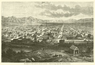 Panorama der Stadt am Großen Salzsee (Stadt der Heiligen) (Gravur) von French School