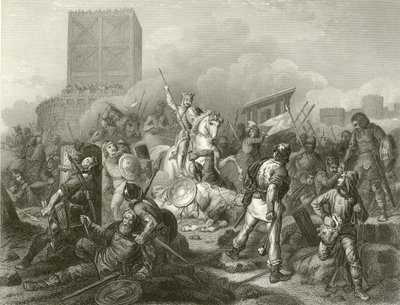 Paris belagert von den Normannen, 885 von French School