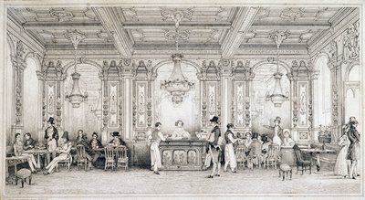 Pariser Café zu Beginn des 19. Jahrhunderts von French School
