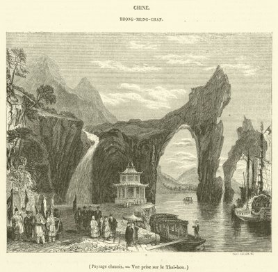Chinesische Landschaft, Ansicht vom Taihu-See von French School