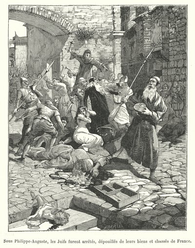 Verfolgung der französischen Juden während der Herrschaft von König Philipp Augustus, Ende des 12. Jahrhunderts von French School