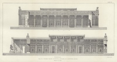 Persepolis, Halle der Hundert Säulen, geometrische Erhebung und Längsschnitt, restauriert von Ch Chipiez von French School