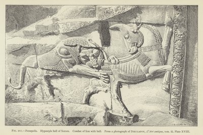 Persepolis, Hypostylhalle von Xerxes, Kampf von Löwe und Stier von French School