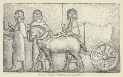 Persepolis, Männer führen Pferde, die einen Wagen ziehen von French School
