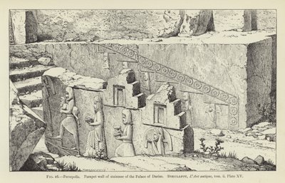 Persepolis, Brüstungsmauer der Treppe des Palastes von Darius von French School