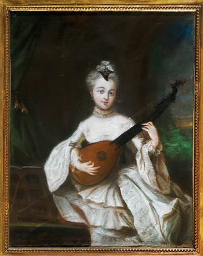 Antoine Pesne, Dame mit Gitarre von French School