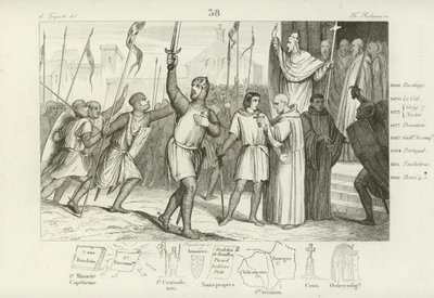 Philipp I. von Frankreich und Papst Urban II. rufen zur Ersten Kreuzzug auf, ca. 1095 von French School
