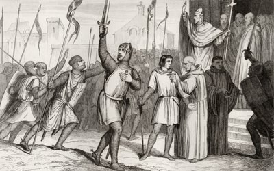 Philippe I und Papst Urban II rufen 1095 zur Ersten Kreuzzug auf, aus 