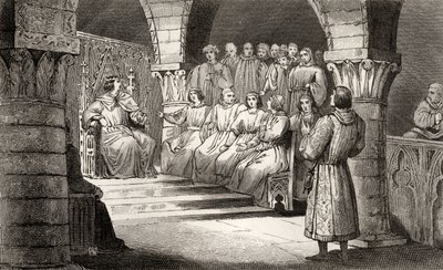 Philippe V. (1293-1322) der Lange und die Generalstände lehnen die Ansprüche von Jeanne II. ab, aus 