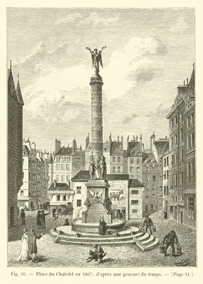 Place du Châtelet im Jahr 1807; nach einem zeitgenössischen Stich von French School