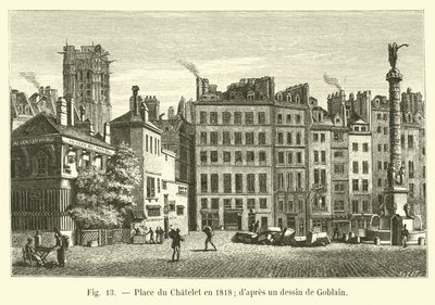 Place du Châtelet im Jahr 1818; nach einer Zeichnung von Goblain von French School