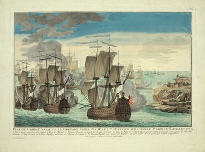 Plan der Seeschlacht von Grenada, gewonnen von Mr. le Cte. D