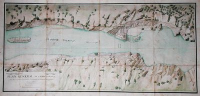 Plan für den Bau einer Steinbrücke über den Liamone-Fluss in Korsika von French School