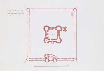 Plan für das erste Stockwerk des Donjons in Vincennes, 1810 von French School
