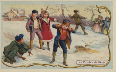 Schneeballschlacht (Chromolithografie) von French School