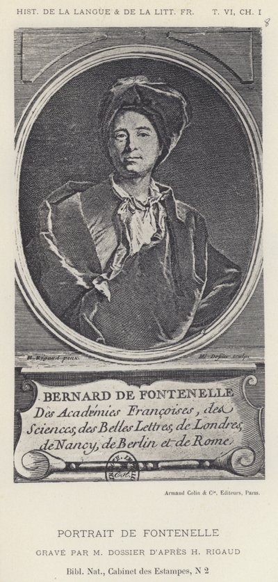 Porträt von Fontenelle (Lithographie) von French School