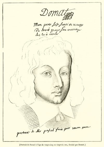 Porträt von Pascal im Alter von fünfundzwanzig oder sechsundzwanzig Jahren (Gravur) von French School
