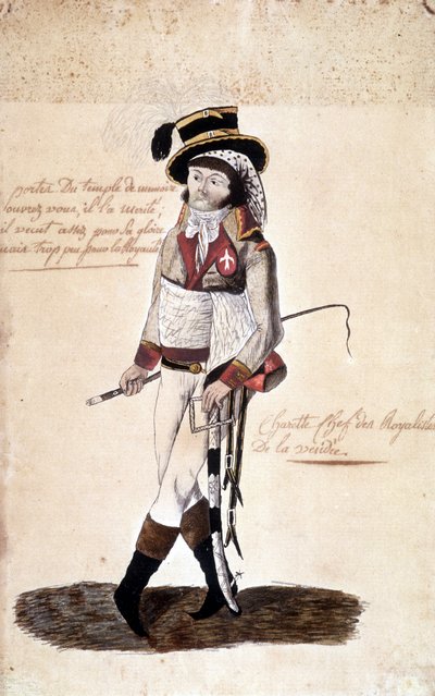 Ganzkörperporträt von Francois Athanase (Francois-Athanase) de Charette de la Contrie (1763-1796), royalistischer Anführer der Vendée - Musée Dobrée, Nantes von French School