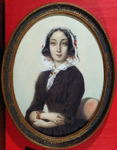 Porträtminiatur von George Sand (1804-76), um 1840 von French School