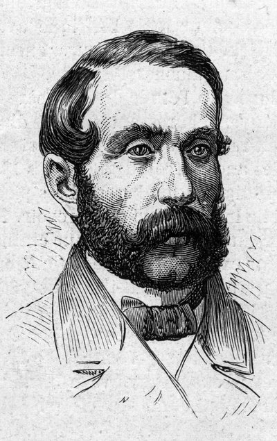Porträt von Alfred Mezieres, französischer Literaturhistoriker, Politiker, Essayist und Akademiker. Gravur in „Le Monde Illustré“ Nr. 883 vom 14. März 1874 von French School