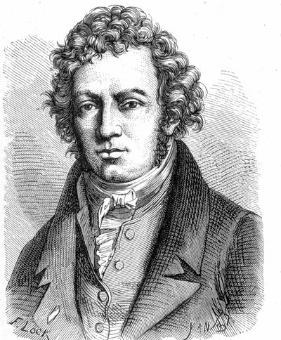 Porträt von André Marie Ampère (1775 - 1836), französischer Physiker - in „Album der Wissenschaft; berühmte Wissenschaftler; Große Entdeckungen“ 1896. von French School