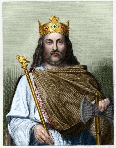 Porträt von Chilperic I (539 - 584), König von Neustrien - in „Histoire des Français“ von Lavallee, Gravur, ohne Datum. von French School