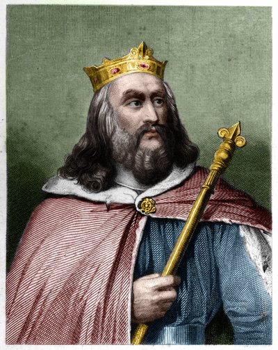 Porträt von Clotaire (Clothaire) II (584 - 628), König von Neustrien und König der Franken - in „Histoire des Francais“ von Lavallee, Gravur, sd. von French School