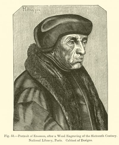Porträt von Erasmus (Gravur) von French School