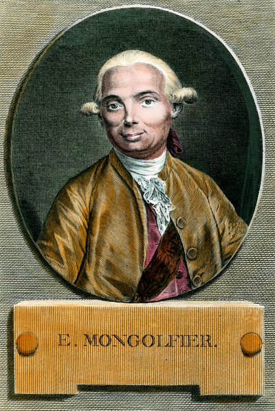 Porträt von Etienne de Montgolfier (1745 - 1799), Erfinder des Heißluftballons. Gravur des 18. Jahrhunderts. Private Sammlung. von French School