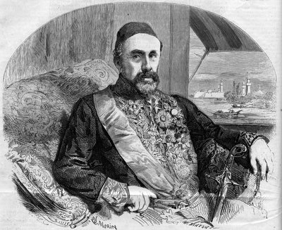 Porträt von Fouad (Fuad) Pascha (1815-1869), türkischer Politiker und Botschafter. Gravur von Morin in „Die illustre Welt“ Nr. 65 vom 10. Juli von French School