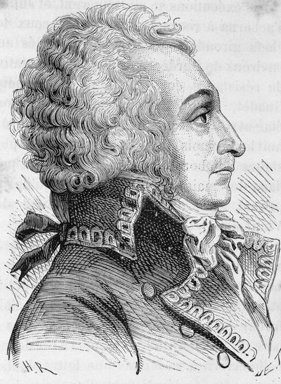 Porträt von General Alexandre Vicomte de Beauharnais (1760-1794), beschuldigt, Mainz 1793 schlecht verteidigt zu haben, wurde er guillotiniert - in „L