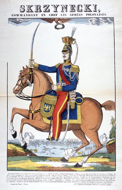 Porträt von General Jean Skrznecki, Oberbefehlshaber der polnischen Armee, er trat den napoleonischen Truppen bei. Bild von Epinal von French School