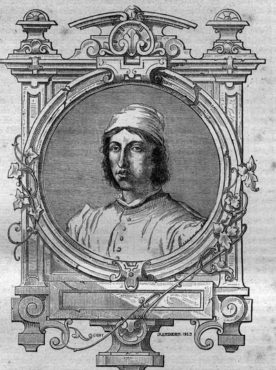 Porträt von Herimar, Abt von Saint Denis de Reims (gestorben 1070). Gravur in „Histoire des papes-kings-queens-et-empereurs à travers les siècles“ von Maurice Lachatre von French School