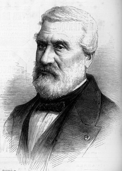 Porträt von Jean Antoine Théodore, Baron Gudin (1802-1880), französischer Maler. Gravur in „Le Monde Illustré“ Nr. 1206 vom 8. April 1880. von French School