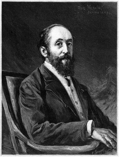 Porträt von Jules Claretie (1840-1913), französischer Romanautor und Mitglied der französischen Akademie zwischen 1888 und 1913, in „Die Illustrierte Welt“ von French School