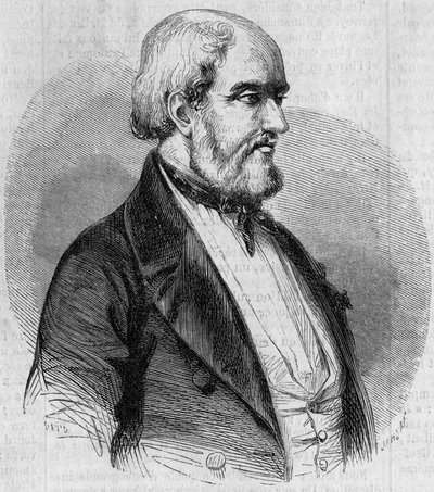 Porträt von Louis Garneray (1783-1857), französischer Seemann, Maler und Marinehistoriker. Gravur in „Le Monde Illustré“ Nr. 26 vom 10. Oktober von French School