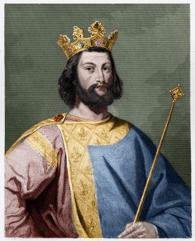Porträt von Ludwig VII. dem Jüngeren (1120-1180), König von Frankreich - in „Histoire des Français“ von Lavallée, Gravur, sd. von French School