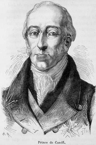 Porträt von Louis V Joseph de Bourbon-Conde (1736-1818), achter Prinz von Conde, französischer Kriegsmann - in „L