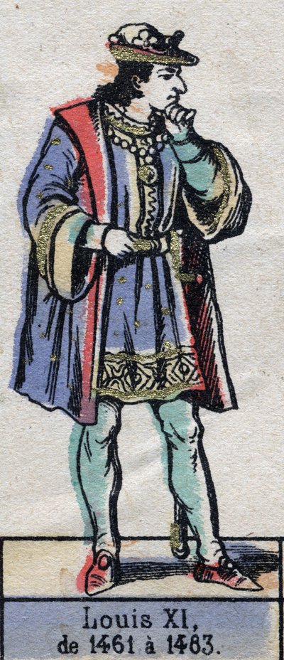 Porträt von Ludwig XI. von Frankreich, bekannt als der Kluge (1423-1483) (Dynastie der Kapetinger). Illustration Ende des 19. Jahrhunderts. von French School