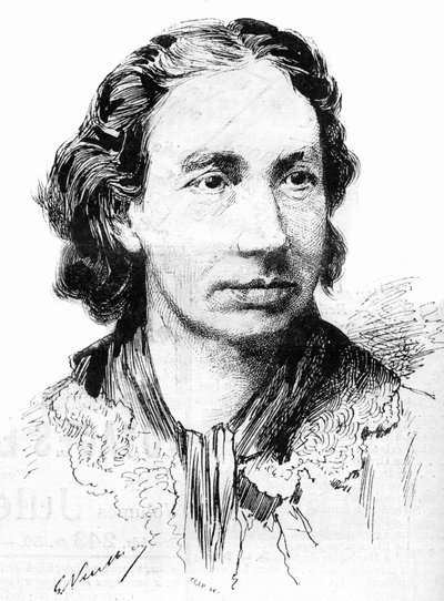 Porträt von Louise Michel (1830-1905), feministische Aktivistin und Anhängerin der Pariser Kommune. Hier im Jahr 1887 von French School