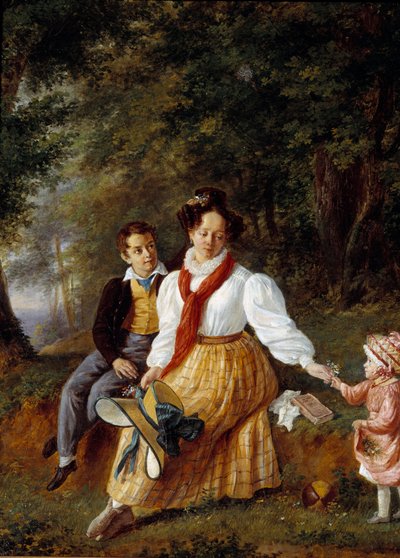 Porträt von Madame Paul de Lock mit ihren Kindern von French School