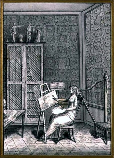 Porträt von Mme. Marie-Anne-Marguerite Gerard in ihrem Atelier, um 1790 von French School